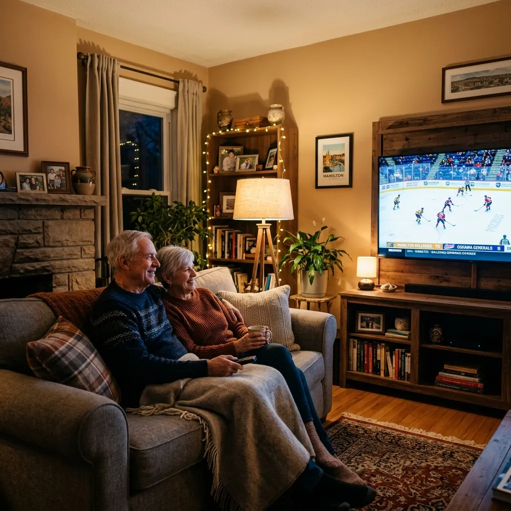 Hamilton family enjoying their repaired TV